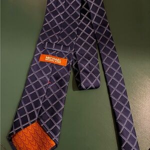 Michael Kors Navy and Gold Checkered Tie